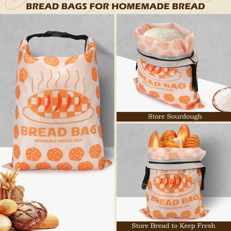 Revahope 2 Pack Reusable Bread Bags for Homemade Bread, 17"×13" Sourdough Bread Storage Bags with Bowl Cover - Keep Loaf Fresh and Easy to Wash(Cookie Style) - Image 2